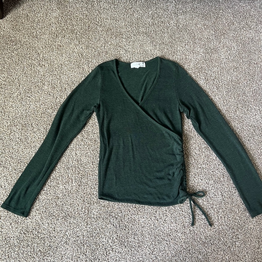 Elegant Green Wrap Top